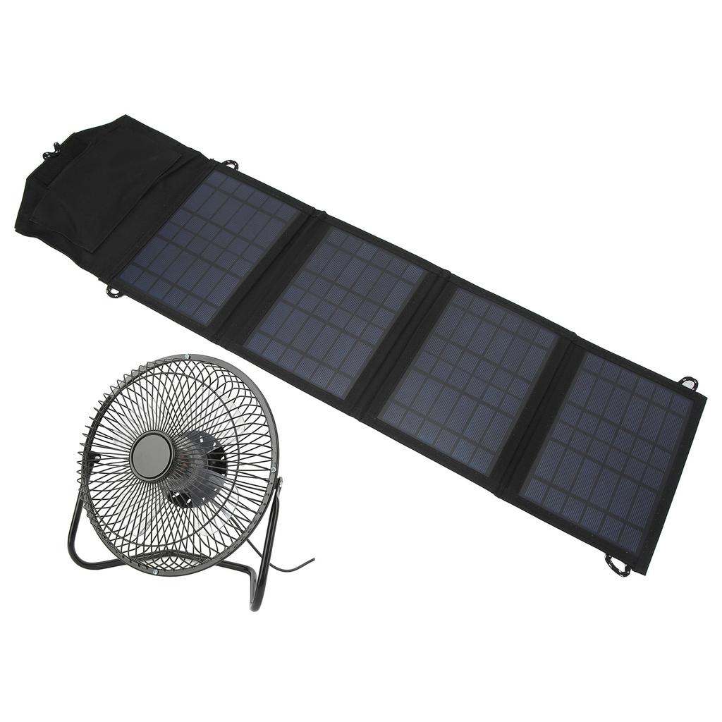 Portable Solar Panel Powered Fan 14W 8 Inch Dual USB Charging Phone Fan for Outdoor Picnic