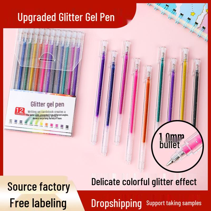 Colorful Glitter Gel Pens for Creative Journaling and Art - Ideal for Students and Children
