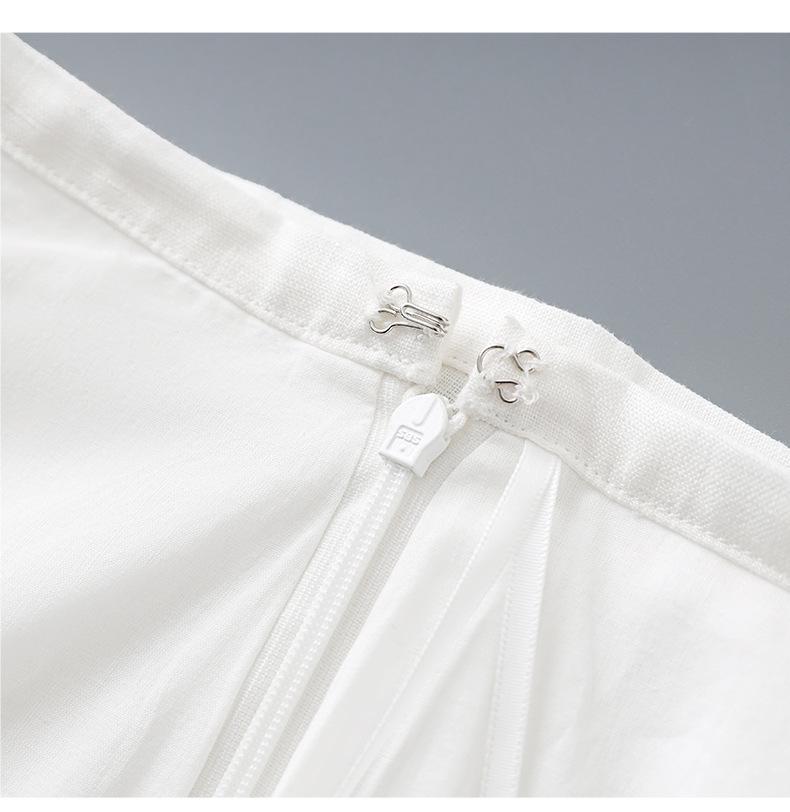 French Niche 100% Linen Lace T-Shirt Vest Top + Exquisite Midi Skirt Set