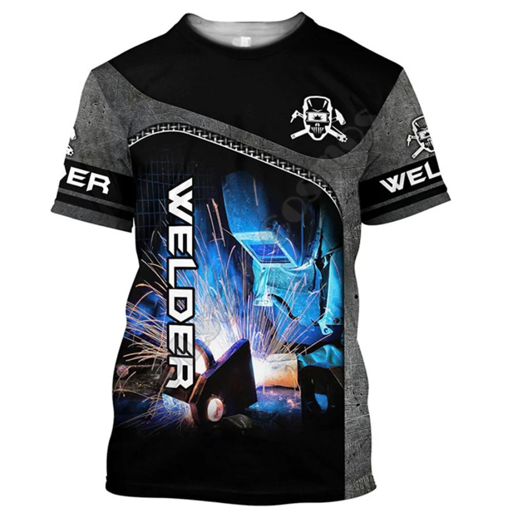 3D Digital Welding Printed Men's T-shirt Popular Plus Size Harajuku Popular Short Sleeved Trendy Personalized O-neck Top