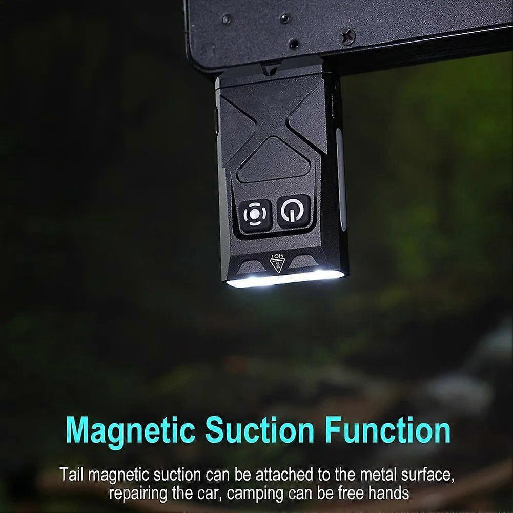 EV15 LED UV Flashlight Magnet Keychain Work Light Type-C Rechargeable Torch Hat Clip Lamp Camping Pocket Lantern