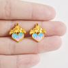 2pcs No Fade Real Gold Plated Enamel Heart Charm Stainless Steel Charms For Jewelry Making Love Pendants Halloween Accessories