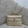 26C Natale Crack Champagne LP Borsa Pranzo Portatile Borsa Cosmetici Borsa a Spalla a Catena Rombo Borsa a Tracolla Donna