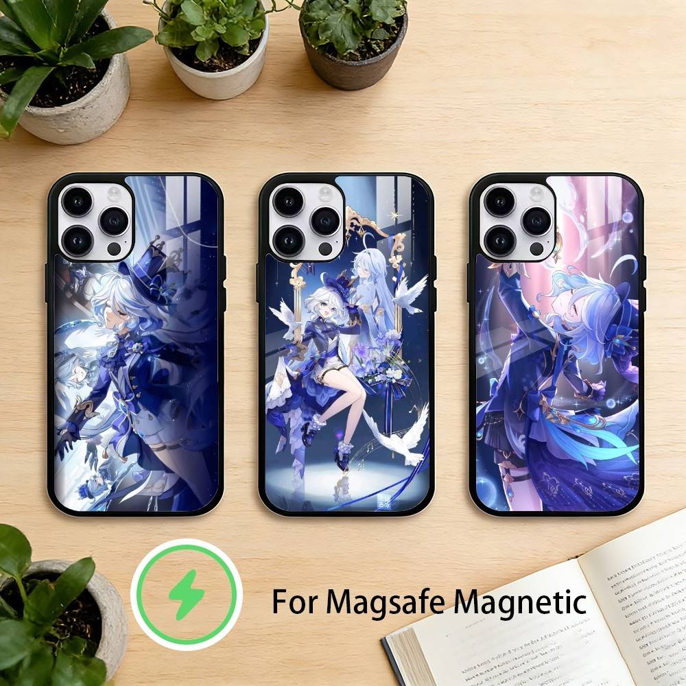 G-Genshin Impact F-Furina Phone Case For iPhone 17/16/15/14/13/12/Plus/Pro/Max for Magnetic Wireless Charging