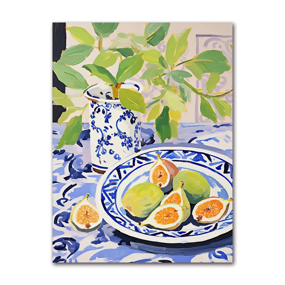 Minimalist Modern Abstract Fruit Poster Print Orange Peaches Strawberry Tomato Lemon Fig Canvas Painting Wall Art Home Decor