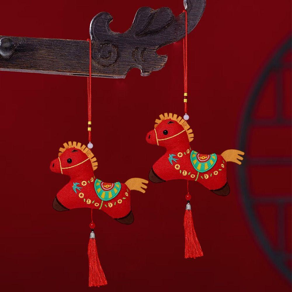 Mascot 2026 New Year Pendant Horse Hanging Bag Pendant Red Lucky Horse Toy Doll for Living Room
