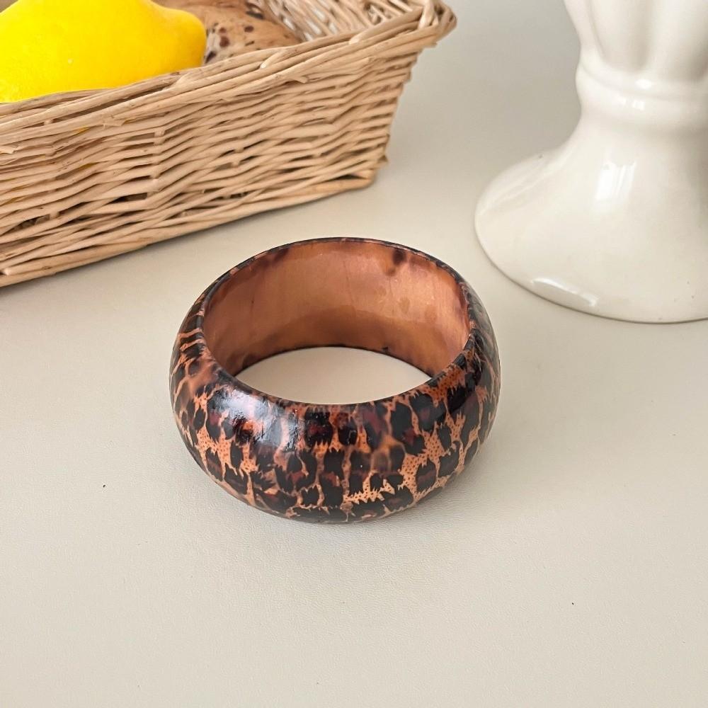 Round Leopard Pattern Bangle Fashion Snake Pattern Hand Ring Wooden Bracelet  Daily Style 1