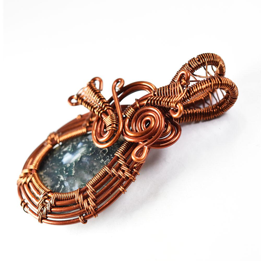 Quality 61.75 ct Natural Jasper Pear Cut Copper Wrapped Pendant Gemstone Jewelry Gift
