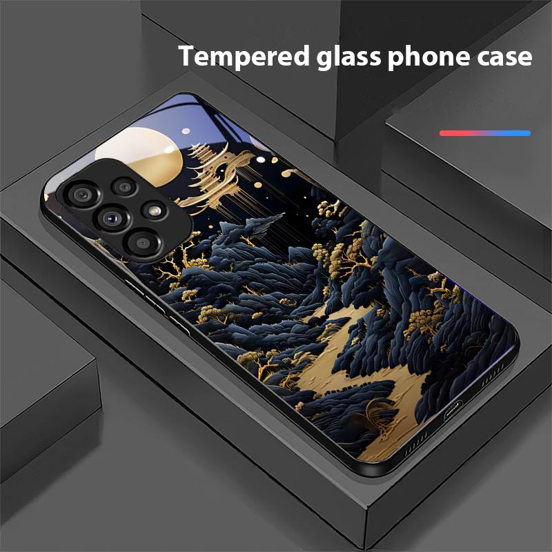 Jubao Basin Water For Samsung Galaxy S10 20 Plus 21 FE 22 23 24 FE 25 Ultra Black Tempered Glass Phone Case Hard Shell