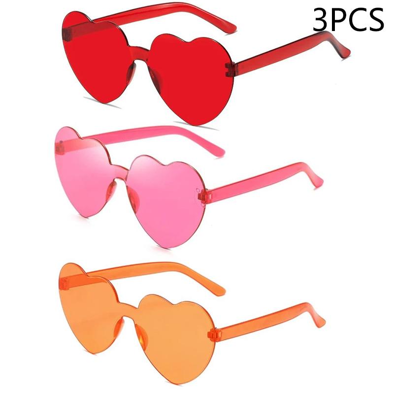New Love Sunglasses Jelly Color Frameless Heart-shaped Sunglasses Dazzling Color Sunglasses