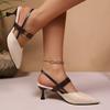 Fashion Elegant Pointed Toe Sling Back Pumps Women 2025 Summer Metal Decoration High Heel Pumps French Retro Party Dress Shoes Size 42