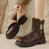 High Quality Wool Warm Platform Leather Boots Autumn Winter New Women's Ankle Boots  British Chelsea High Heels Ladies Snow Boot