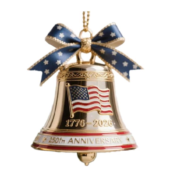 

250 Years Anniversary Metal Bell Ornament Christmas Bell Hanging Decoration For Holiday Tree and Festival Celebration