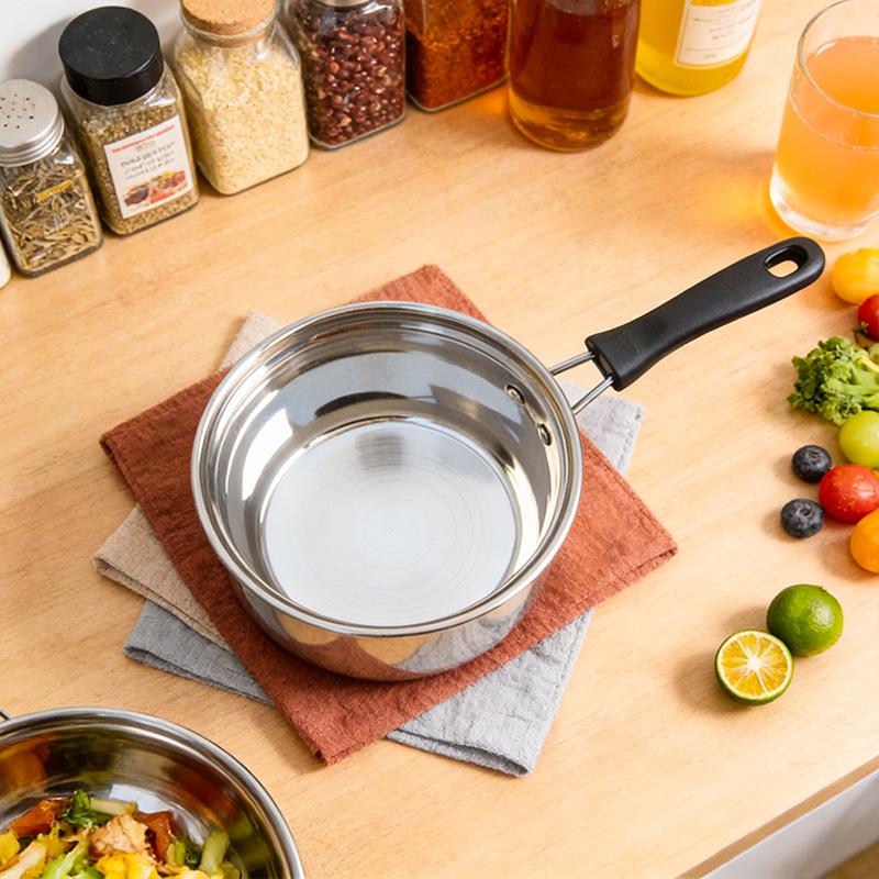 Stainless Steel Composite Bottom Milk and Soup Pot with Lid and Single Handle