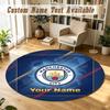 Round Rug Custom NameManchester City Pattern Non Slip Carpet Home Floor Decor