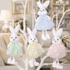 Multi-Color Hanging Rabbit Pendant Yarn Skirt Easter Bunny Doll Flower Dress Bunny  Festive Gift