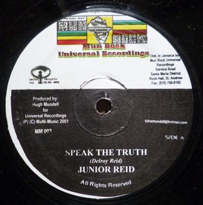 12inch Record JUNIOR REID - Speak The Truth MM003 Mun Rock 2001 Jamaica Reggae, Ska & Dub Used