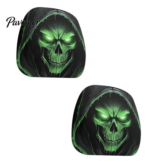 Horror Theme Auto Accessories Funny Expression Car Headrest Cover,Elastic Seat Protector, Universal Scary Novelty Gift for Lovers Ghost Face Interior
