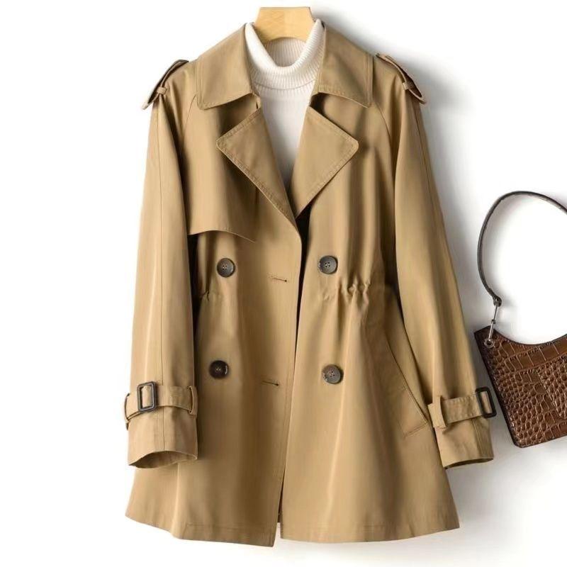 Casual Loose Trench Coat Korean Style British Fashion Spring Autumn Waist Belt Long Coat Petite Women Jacket
