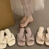 French Bow with Wedge Heel Cool Slippers Women's Summer Wear 2025 New Evening Wind Open-toed Fish Mouth Sandals