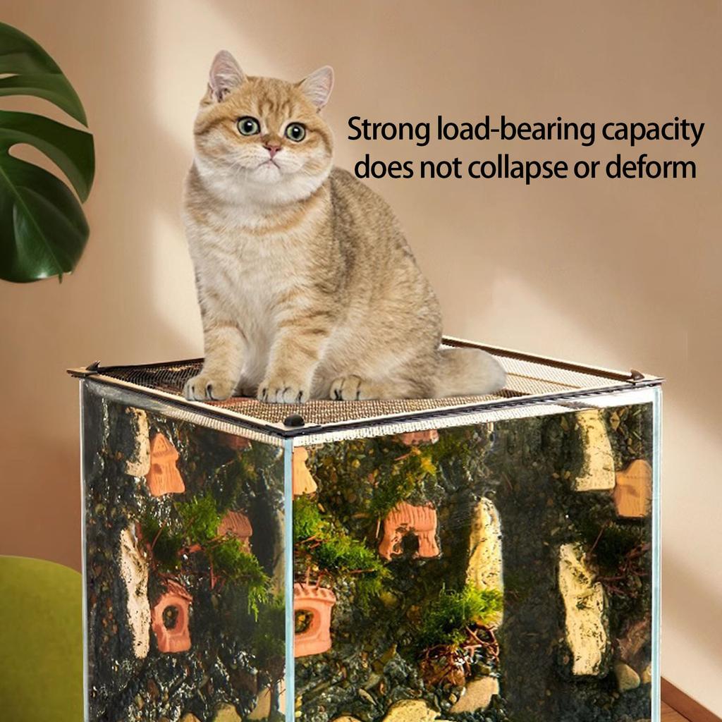 Magnetic Aquarium Anti Jump Mesh Cover Invisible Fish Tank Safety Net For Escape Proof Reptile Enclosure Polyester Fiber Screen