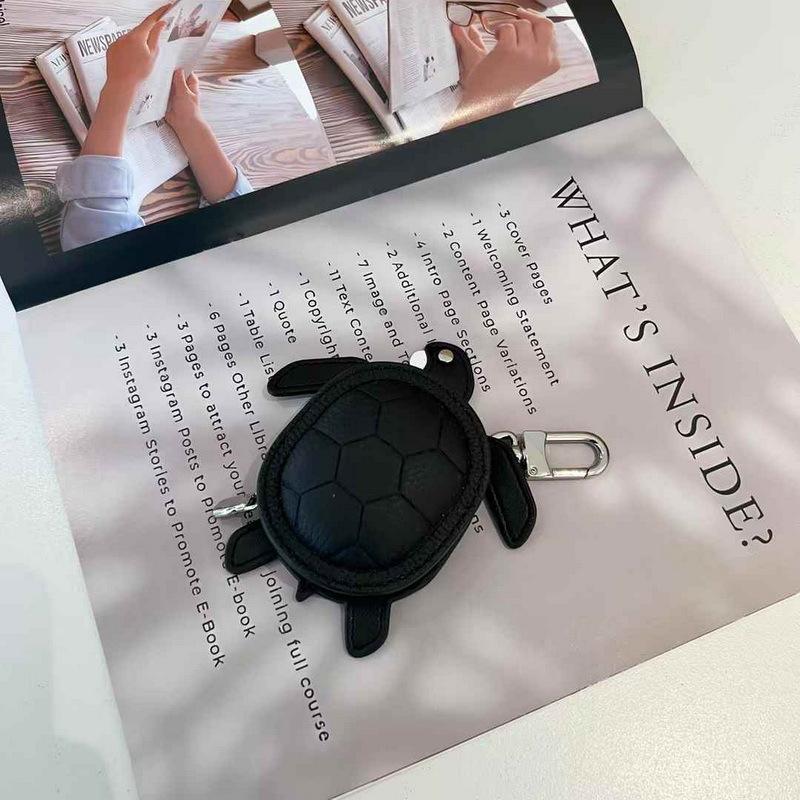 Leather Pendant First Layer Cowhide Mini Earphone Bag Turtle Pendant Change Bag Guangzhou