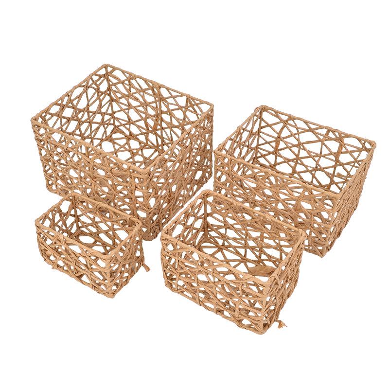 Nordic Weave Hollow Storage Basket - Tissue, Snack & Sundries Organizer for Living Room Coffee Table