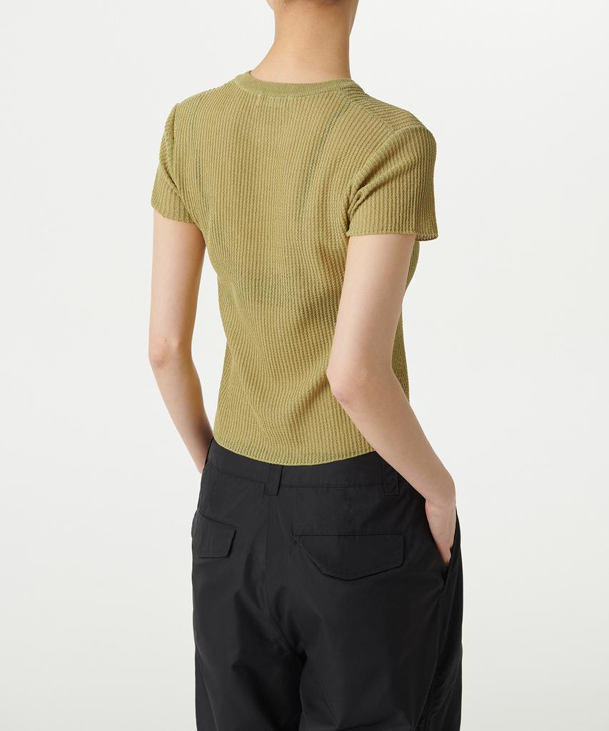 MUSINSA STANDARD WOMAN Women'S Sheer Textured Crew Neck Short Sleeve Knit [Light Moss]