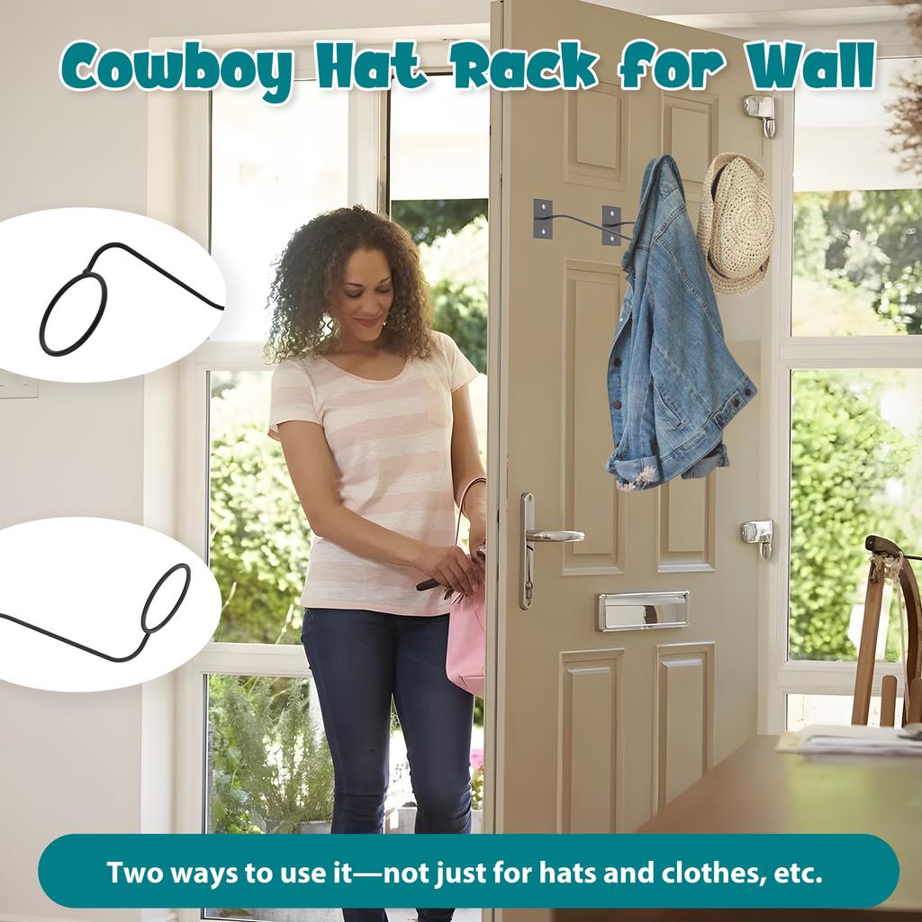4 Pcs Metal Cowboy Hat Rack Wall Mounted Cap Display Holder Decorative Cowboy Hat Holder for Home Apartment Dormitory