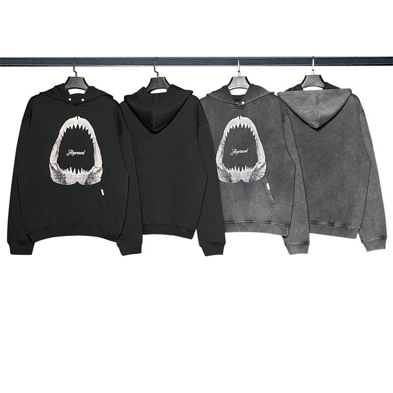 Megalodon Vintage Distressed Cotton Hoodie - Trendy High Street Style, Casual Loose Fit
