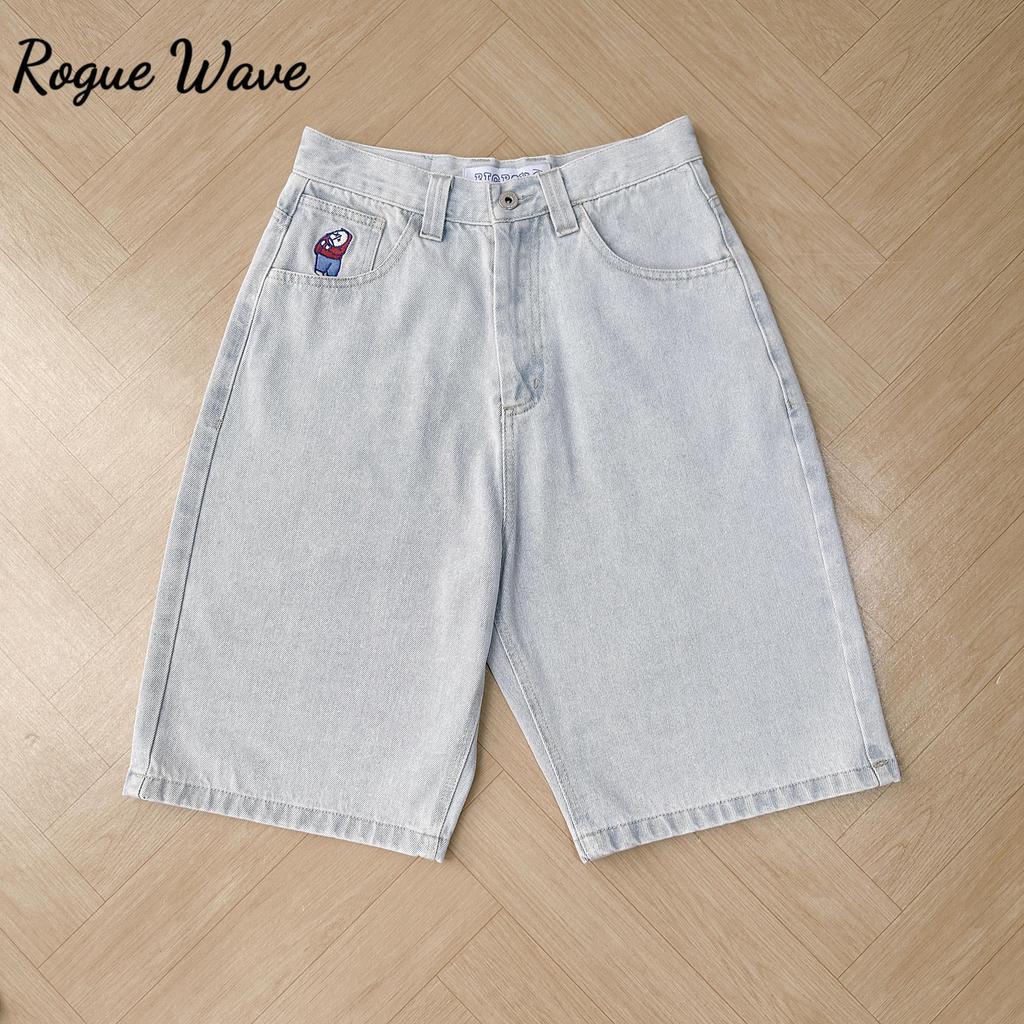 RogueWave Y2K Jeans for Men Streetwear Baggy Jeans Embroidery Denim Leisure Denim Pants Women Jeans