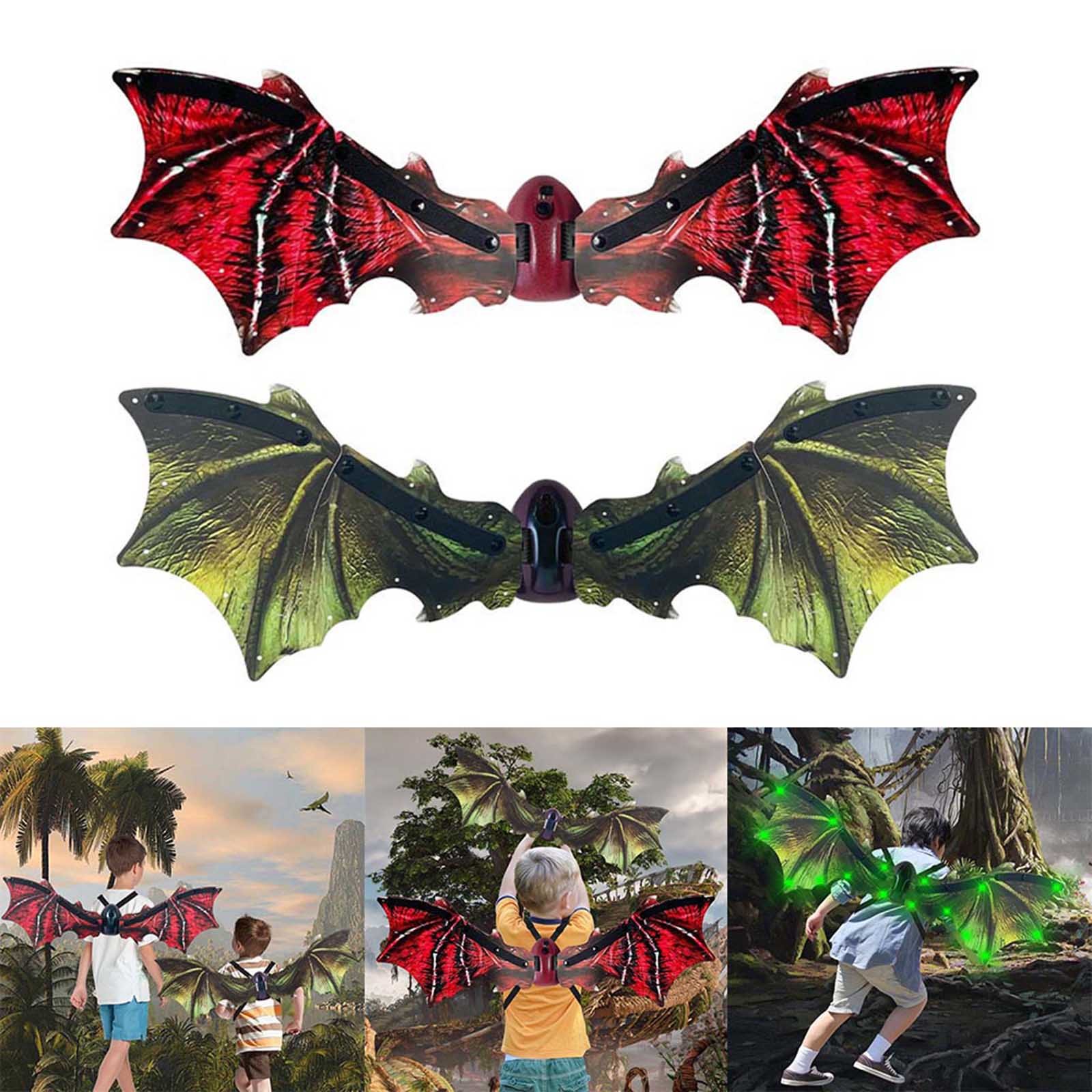 

Электрические крылья динозавра для мальчиков, светодиодные волшебные крылья летающего динозавра, костюм для детской школьной игры, реквизит для выступлений красный