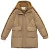 Coat for Women Winter Fleece Thickened Plush Faux Two-Piece Hooded Windbreaker Waterproof Casual Down Jacket