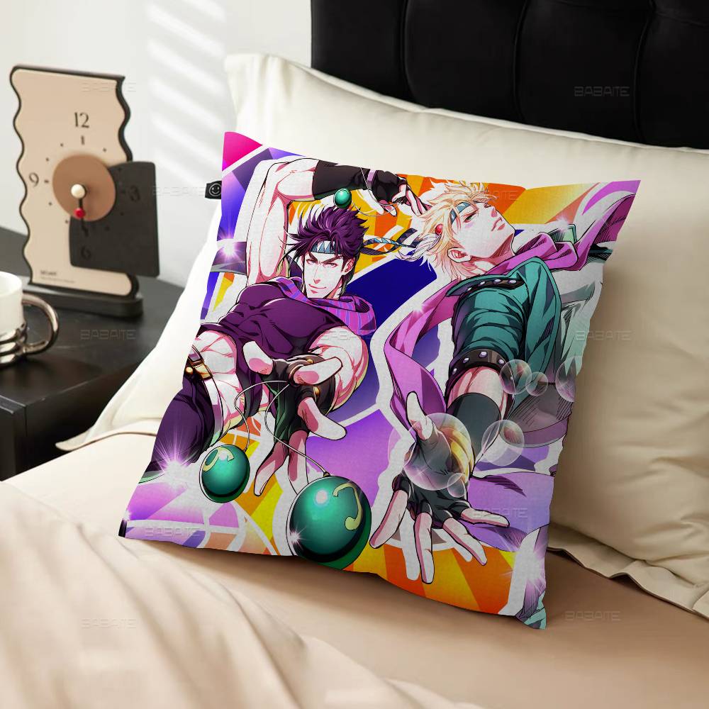 Anime J-Jojos B-Bizarre A-Adventure Cushion Cover Car Throw Pillow Case For Sofa Car Christmas Gift 40X40Cm 45X45Cm