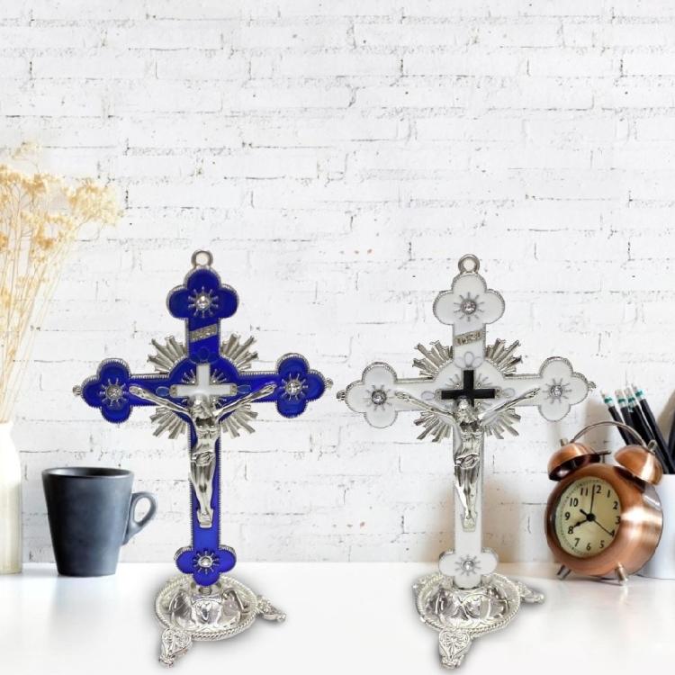 Home Shelf Tabletop Elegant Religious Crucifix Cross Ornament for Tabletop Decor