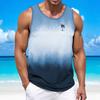 Men's Sleeveless Vest Gradient Color Refreshing Seasonal Lightweight Fashionable Breathable Suitable Outdoor Sports Fitness Vest