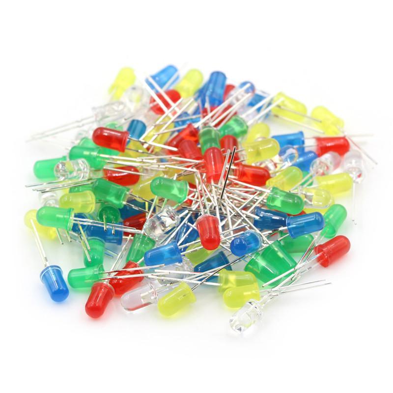 

100Pcs/Set 5Mm Led Light Emitting Diodes Dc2.5V-3V Red Green White Blue Yellow 100pcs