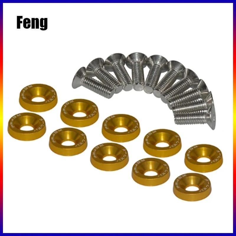 Universal JDM Fender Washers M6 Bolt Set Car Modification Gasket Screw Fender Bumper Engine Aluminum Concave Screws Hex Fastener