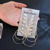 3 Sets Silver 6 Pairsrock and Roll Exaggerated Design Earring Ring Earring Set Earnail Set Personalized Earring Combination