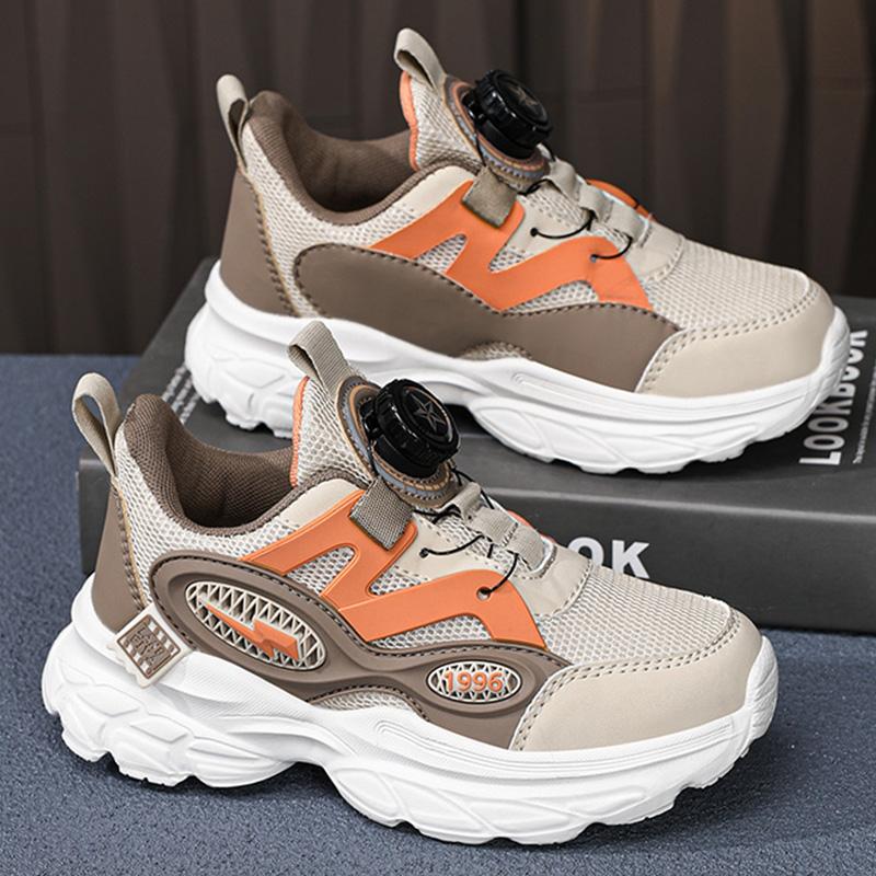 New Boys' Girls' Running Shoes Hot Selling Fashion Anti Slip Sports Shoes Outdoor Thick Soled Rotating Buckle Kids Walking Shoes