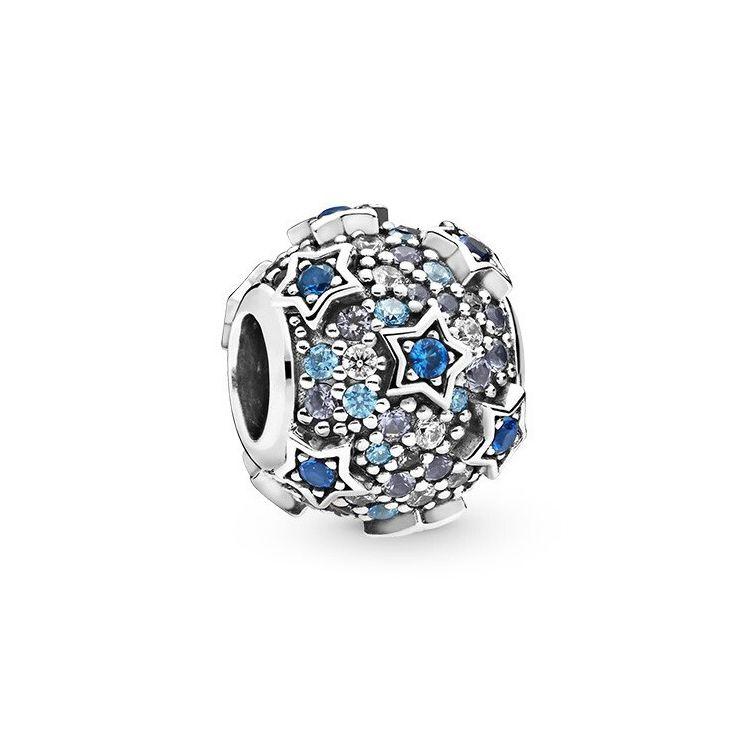 Pandora Star Shaped Pavé Charm Unisex Charm Blue 798467C01 Box,Blue