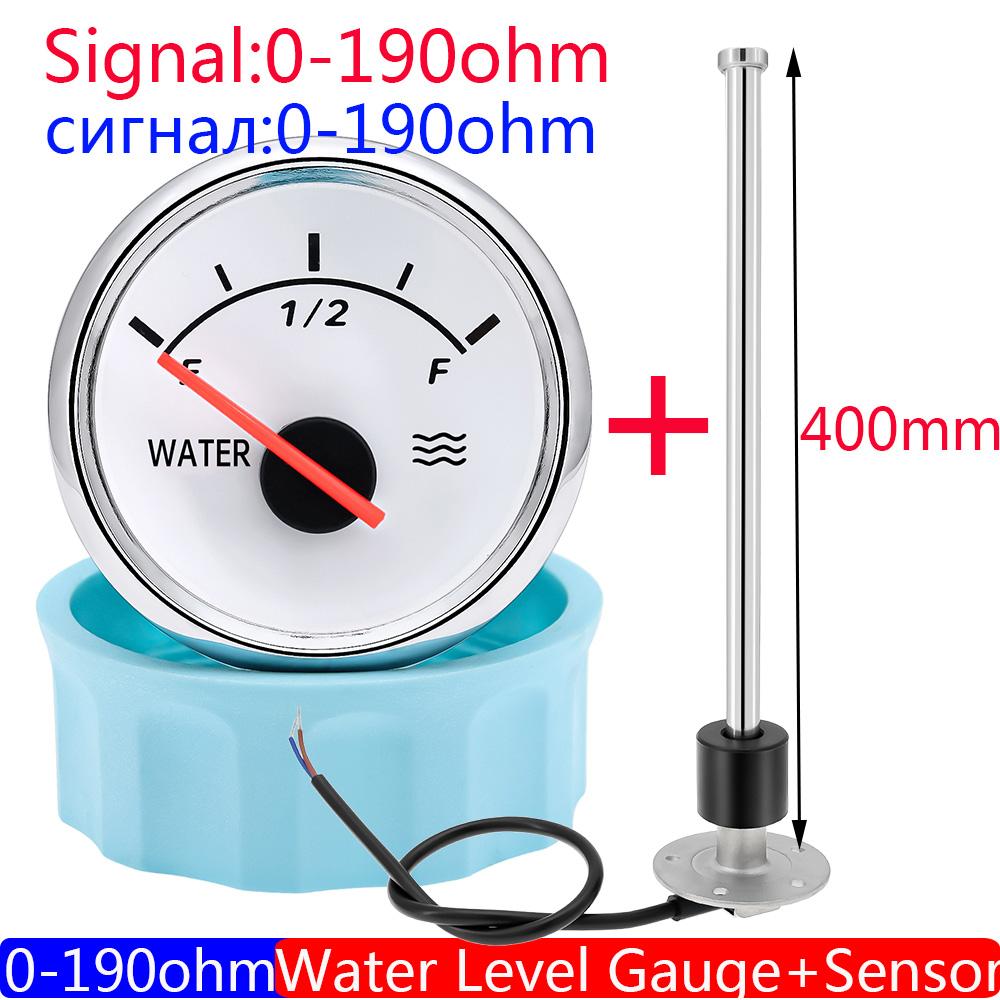 New Red Light 2" 52MM Water Level Gauge+Water Level Sensor 100~600mm for Car Boat Motor 0-190 Ohm Water Tank Meter 12V24V