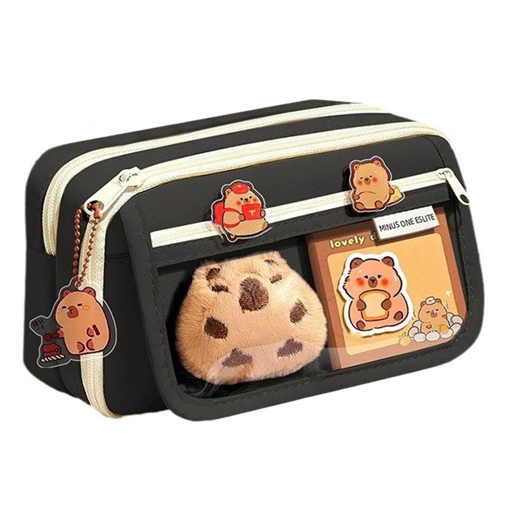 9-Layer Capybara Pencil Case with Stickers Kawaii Zipper Pencil Case Large Capacity Stationery Storage Pouch for Kids Stationery