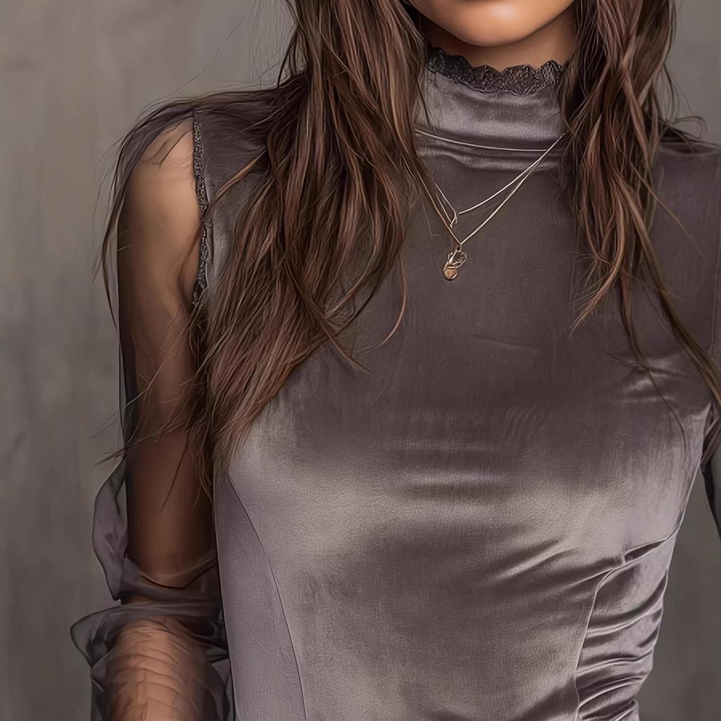 Elegant Retro Lace Patchwork Top - European & American Style for Holidays, Outings, Work, or Everyday Wear