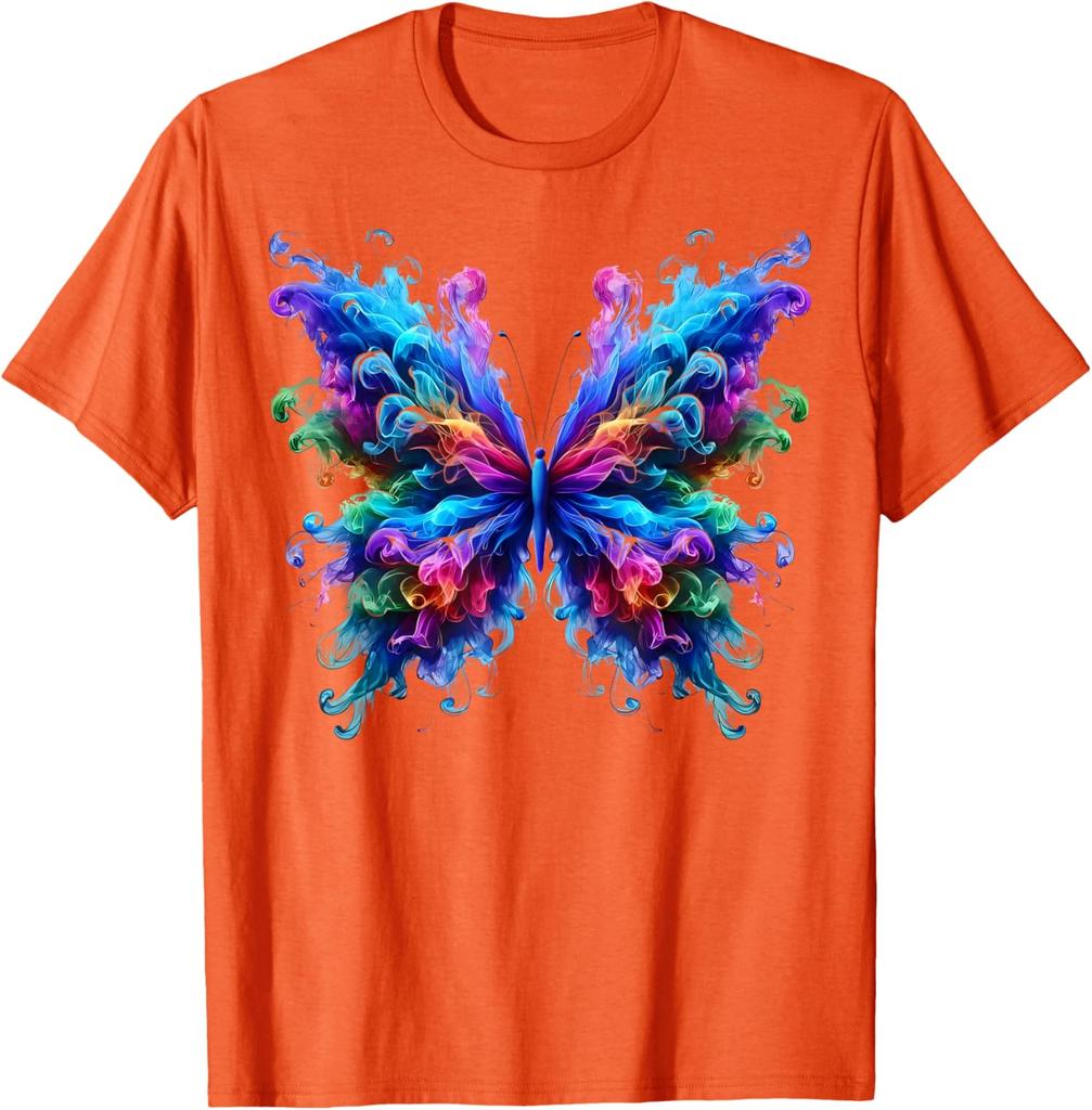 Vibrant Smoke Butterfly Graphic Tee Men's Breathable Crewneck Casual Trip T-Shirt