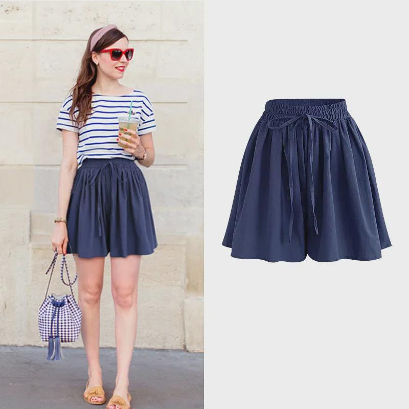 Chiffon-Shorts mit weitem Bein für Damen in Übergröße – Sommer-Shorts mit elastischer Taille, lässiger koreanischer Stil