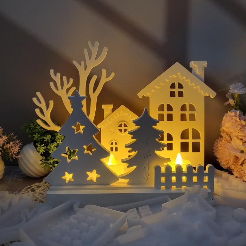 6Pcs Christmas Theme Candle Holder Molds for Candle Holder Plaster Decoration Christmas Decoration Chocolates, Fondant