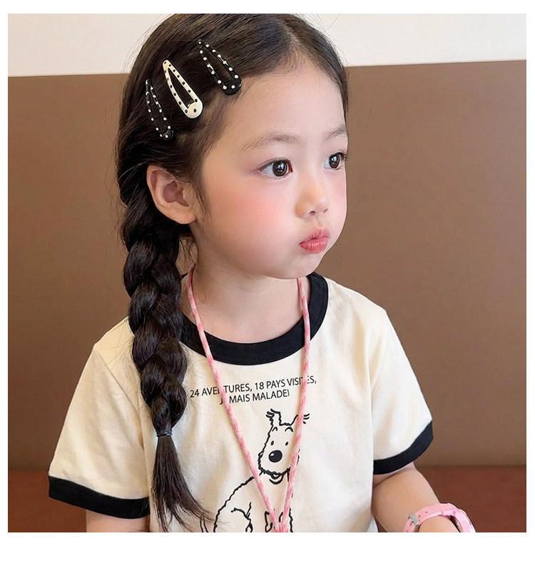 4pcs Rhinestone Vintage Polka Dot Star Hair Clips Set Japanese Sweet Heart Geometric Flyaway BB Clips Kids Versatile Hairpins