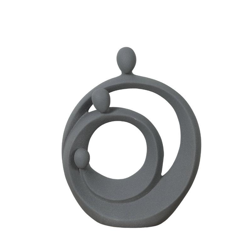 Ceramic Handicraft A Family of Three Abstract Family Sculpture Circular Geometric Ornaments Home Decoration Accessories