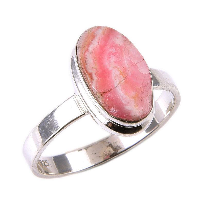 Natural Rhodochrosite Gemstone 925 Solid Sterling Silver Jewelry Ring S.9 K2K34